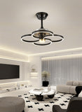 Black Modern Ceiling Fan Chandelier with Remote Control - Warm White