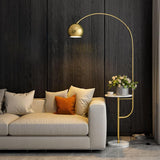 Gold Metal Floor lamp with Table Living Room Light for Home Lighting Standing lamp - Gold - Ashish Electrical India