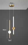 LED 2 Light Modern Gold Long Bedside Hanging Pendant Ceiling Lamp Light Fixture - Warm White