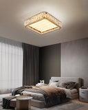 500 MM Round Square Crystal Surface Chandelier for Low Height Ceilings - Warm White