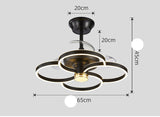 Black Modern Ceiling Fan Chandelier with Remote Control - Warm White