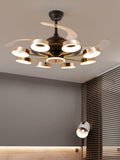 Golden Rings Ceiling Fan Chandelier with Remote Control 4 Retractable ABS Blades - Warm White - Ashish Electrical India