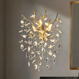 Glass Waterdrop Crystal Gold Metal Wall Light for Living Room