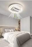 500MM Round Low Height Ceiling Light with Bladeless Fan LED Chandelier - Warm White