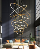 10 LIGHTS 10 RINGS GOLD BODY LED CHANDELIER HANGING LAMP - WARM WHITE