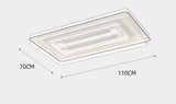 1100x700 MM Square Low Height Ceiling Light with Bladeless Fan LED Chandelier - Warm White