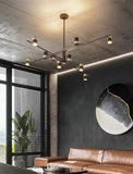 10 COB Light Black Gold Body LED Chandelier for Drawing Living Room Light - Warm White - Ashish Electrical India