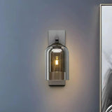 Black Metal Smoeky Glass Long Wall Light - Gold Warm White - Ashish Electrical India