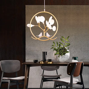 9 Lights Firefly Gold Metal Ceiling Frost Led Pendant Hanging Light - Warm White