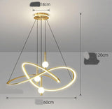 LED Black Golden 3 Light Rings Pendant Chandelier Light - Warm White - Ashish Electrical India