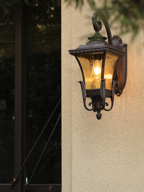 Outdoor Vintage Wall Light Fixture Coffer Color Exterior Lantern Waterproof Lamp - Warm White