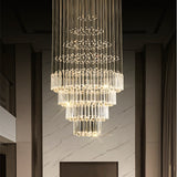 K9 Crystal Cascade LED DOUBLE HEIGHT STAIR CHANDELIER - WARM WHITE