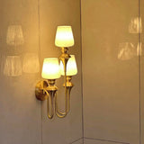 3 Light Gold Metal Wall Light for Living Room Drawing Room Bedroom - Warm White