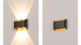 4 LED Outdoor Black Gold Wall Gate Lamp Up and Down Wall Light Waterproof (Warm White)