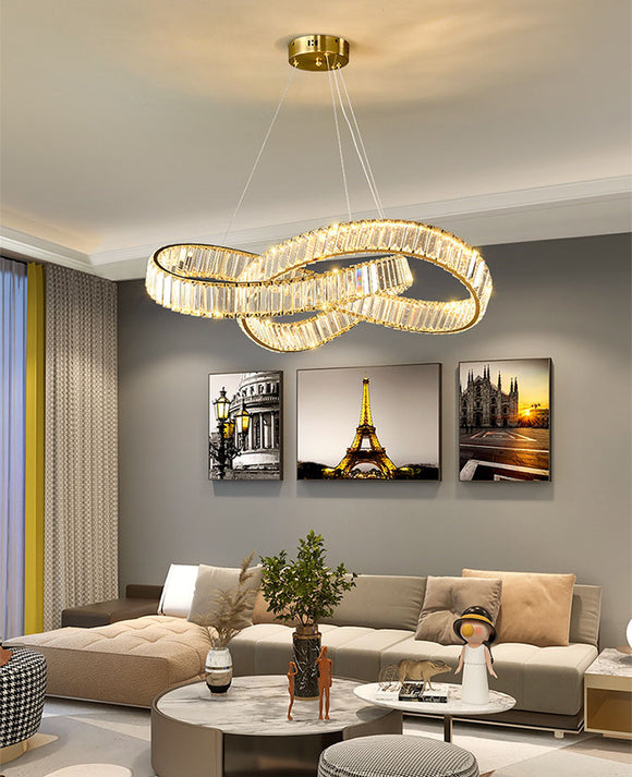 800 MM Crystal Gold LED Chandelier Light for Living Room Dining Room - Warm White