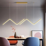 Gold Body Modern Linear LED Chandelier Pendant Light Hanging Suspension Lamp - Warm White - Ashish Electrical India