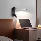 LED Black Bedside Wall Light with Adjustable Linear Spot - Warm White
