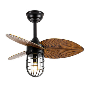 36 INCH 3 BLADE INDUSTRIAL WIND LAMP CEILING FAN REMOTE CONTROLLED WITH LIGHT - DARK WOOD