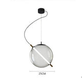 led Smoke Glass Gold Metal Pendant Light Bedside Hanging Corner Light - Warm White