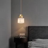 led Gold White Stone Hanging Pendant Ceiling Light
