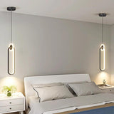 led Light Modern Black Oval Pendant Lighting Ceiling Lights - Warm White