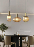 3 Light Amber Champagne Glass Pendant Ceiling Hanging Light - Warm White - Ashish Electrical India