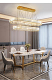 2 Ring 800x300MM Gold Crystal Body LED Chandelier Hanging Suspension Lamp - Warm White