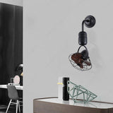 BLACK WOOD FINNISH WALL FAN LIGHT WITH NATURAL COLOR BLADE (Cage)
