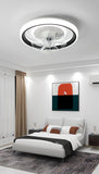 500MM Round Black Low Height Ceiling Light with Fan LED Chandelier - Warm White