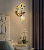 Horse Wall Lamp Art LED European Creative Wall Lamp Bedroom Bedside Lamp - White Gold - Ashish Electrical India