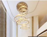8 LIGHTS 8 RINGS CRYSTAL LED CHANDELIER HANGING LAMP - WARM WHITE
