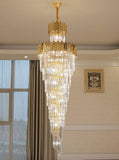 1800MMx600MM K9 CRYSTAL LED DOUBLE HEIGHT STAIR CHANDELIER - WARM WHITE