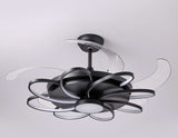Invisible Black Oval Rings Ceiling Fan Chandelier with Remote Control 4 Retractable ABS Blades - Warm White