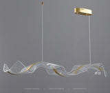 Gold Acrylic LED Chandelier 1500MM Long with Curv Acrylic Light - Warm White