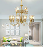 12 Light Champagne Glass Italian Brass Chandelier Light for Dining Hall