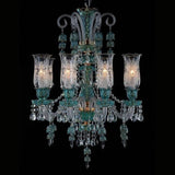 6 LIGHT Glass Blue ITALIAN CHANDELIER LIGHT