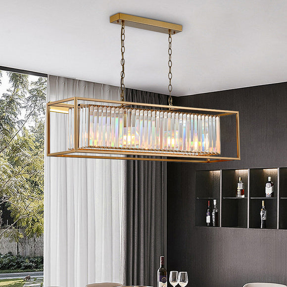 1200x300 MM Gold Metal Crystal LED Chandelier Hanging Suspension Lamp - Warm White