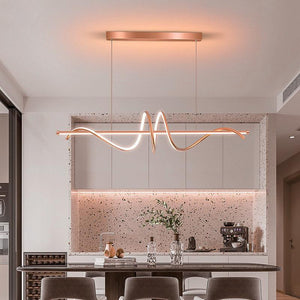 Rose Gold LED Pendant Chandelier Twisty Curl Lights Dining Room Lamp - Warm White - Ashish Electrical India