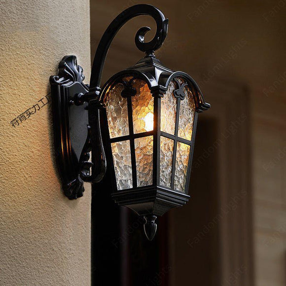 Wall Light Fixture Black Exterior Wall Waterproof Lights Wall Mount with Glass Shade