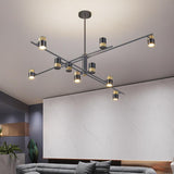 10 COB Light Black Gold Body LED Chandelier for Drawing Living Room Light - Warm White - Ashish Electrical India