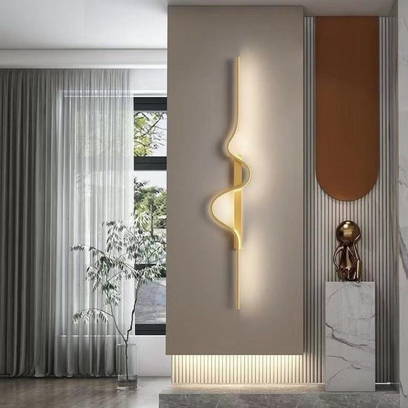800 MM LED Gold Long Sleek Curvy Tube Wall Light - Warm White - Ashish Electrical India