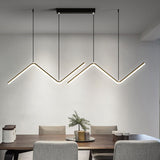 Black Body Modern Linear LED Chandelier Pendant Light Hanging Suspension Lamp - Warm White