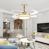 Gold Modern Ceiling Fan Chandelier with Remote Control for Living Room Bedroom - Warm White