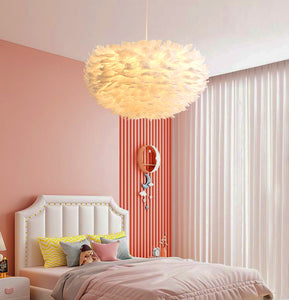 Peach Feather Chandelier 450MM for Living Room Indoor Outdoor Light - Warm White