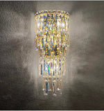 Led 3 Layers Crystal Mashal Modern Gold Metal Wall Light Drawing Room - Warm White