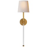 Wall Light Wall Light Electroplated Brushed Brass with Glass Rod Fabric Shade - Warm White