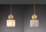 led Gold White Stone Hanging Pendant Ceiling Light