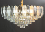 600 MM Feather Glass Crystal Gold Metal LED Chandelier Hanging Suspension Lamp - Warm White