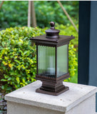 Square Pillar Light Antique Gate Light E27 Lantern Lamp Post E27 (Color : Brown)