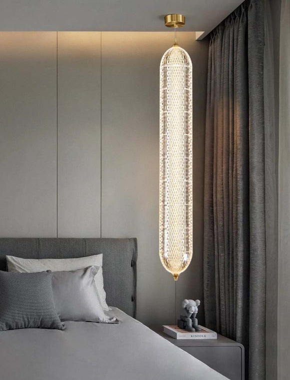 1000MM Long led Acrylic Pendant Light for Bedside Living Room Corner Hanging Light - Warm White